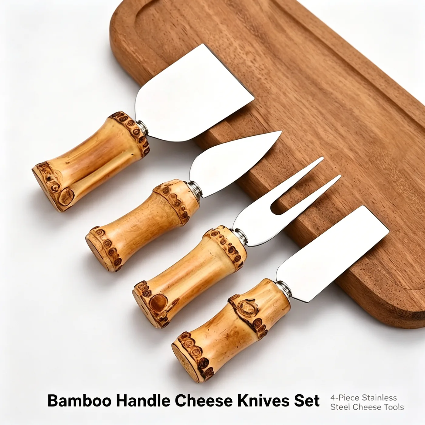 Bamboo Handle Cheese Tool Set — 4-Piece
