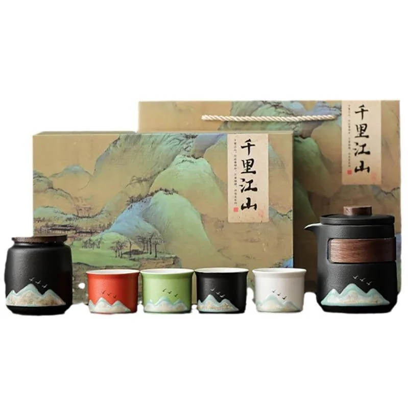 Ceramic Tea Set Gift Box — Landscape Print