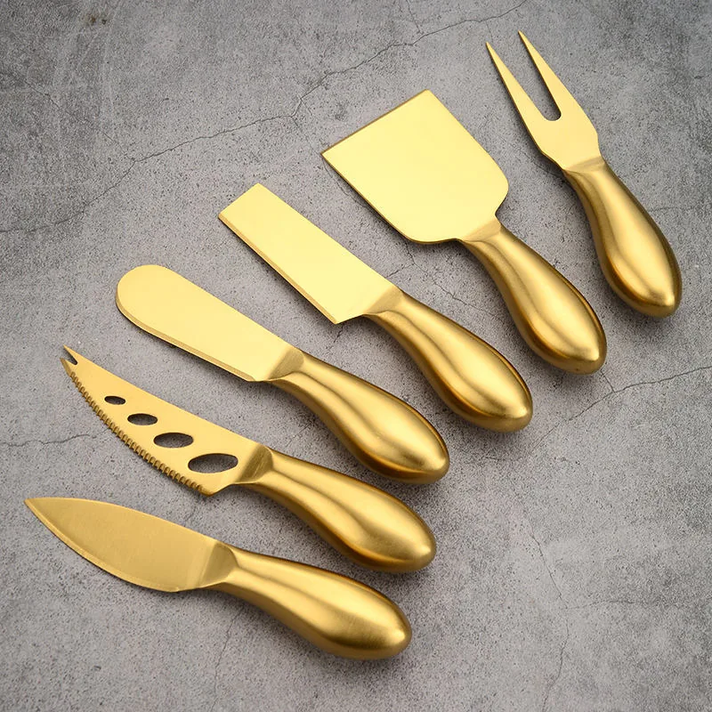 4-Piece Gold Cheese Knife Set in Gift Box