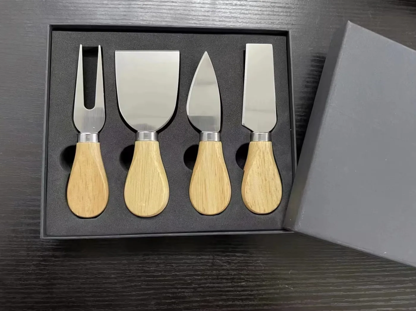 4-Piece Cheese Knife Set with Wood Handles