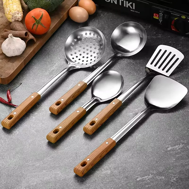 5-Piece Kitchen Utensil Set with Wooden Handles