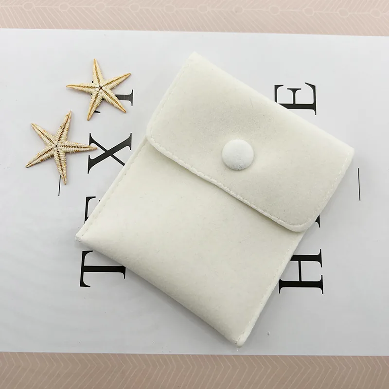 Beige Double-Sided Velvet Snap Pouch