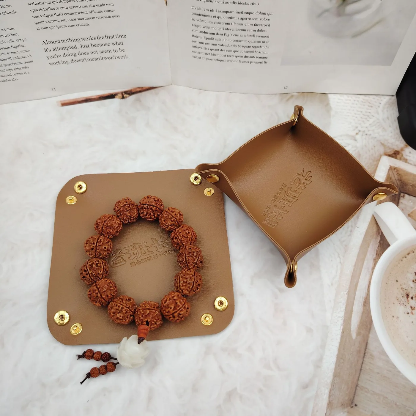 PU Leather Snap Valet Tray — Flat-Pack