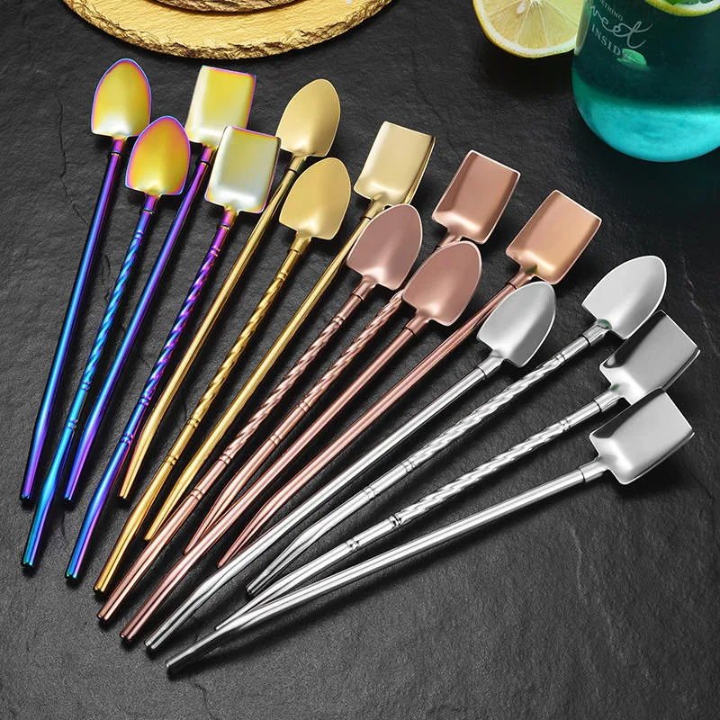 Shovel Straw Spoons — PVD Colors, Cocktail & Dessert