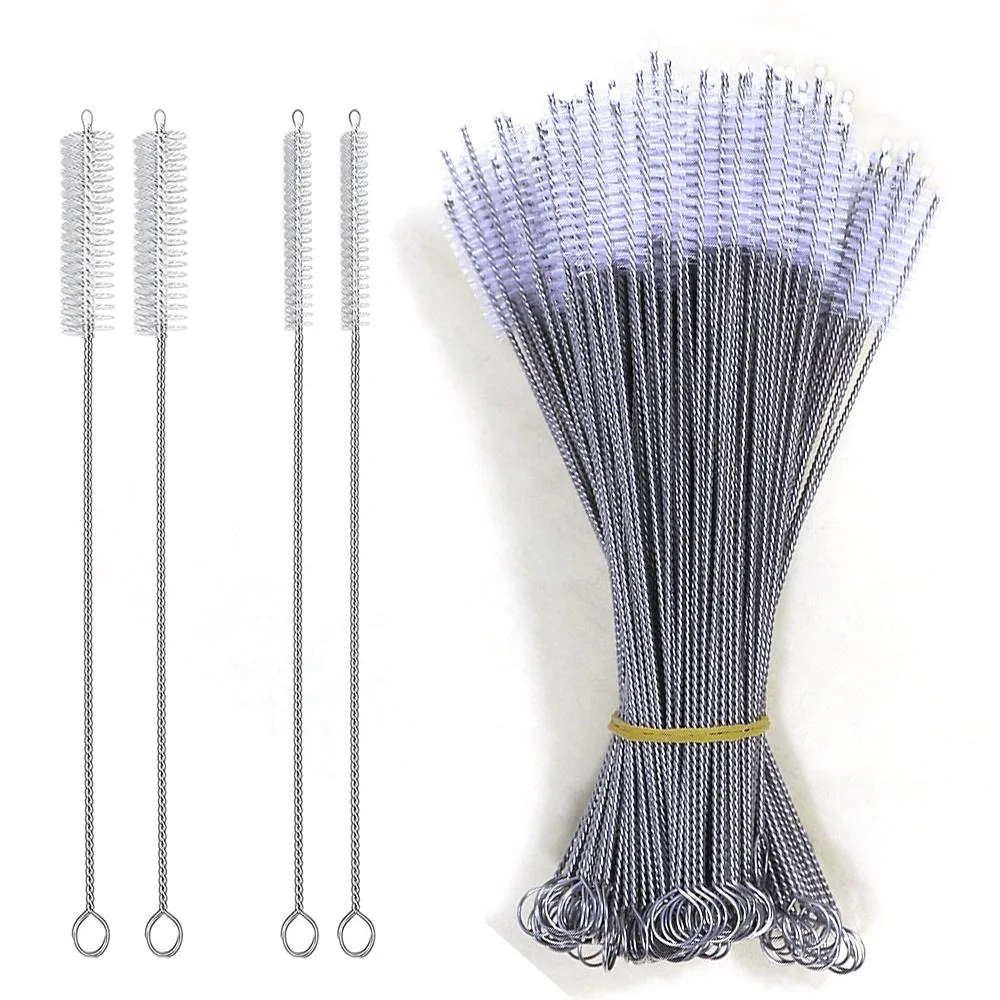 Nylon Straw Cleaning Brushes — 3 Diameters, Stainless Wire